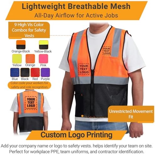 AYKRM 2 Pocket Mesh High Visibility Reflective Safety Vest - Image 3