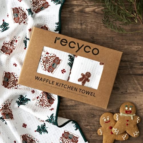 RECYCO Christmas Waffle Kitchen Towel Set of 2 - Image 7