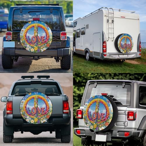 Peace Flowers Spare Tire Cover Dust-Proof Wheel Protector - Image 6