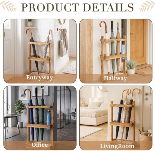 Patelai Wooden Umbrella Stand Rack - Image 4