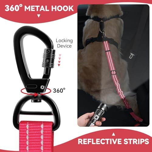 Pawaboo 2Pack Dog Car Seatbelt, 3-in-1 Dog Tether - Image 2