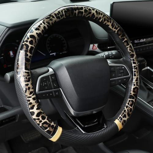 KAFEEK Khaki Leopard Print Steering Wheel Cover by KAFEEK