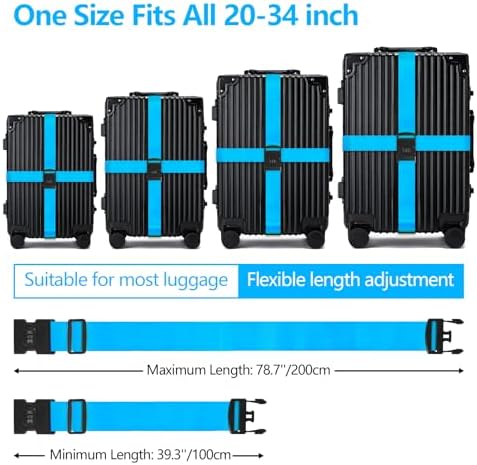 BILIONE 4 Pack Luggage Straps for Suitcase w/Password Lock & Tags - Image 2