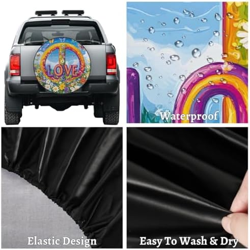 Peace Flowers Spare Tire Cover Dust-Proof Wheel Protector - Image 4