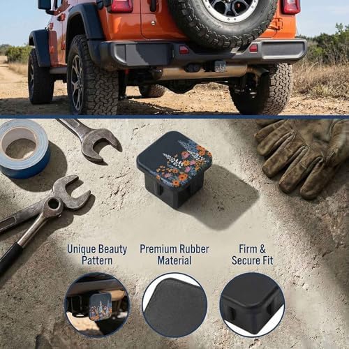 2 Inch Colorful Wild Floral Trailer Hitch Cover Rubber Receiver Tube Plug Cap - Image 3