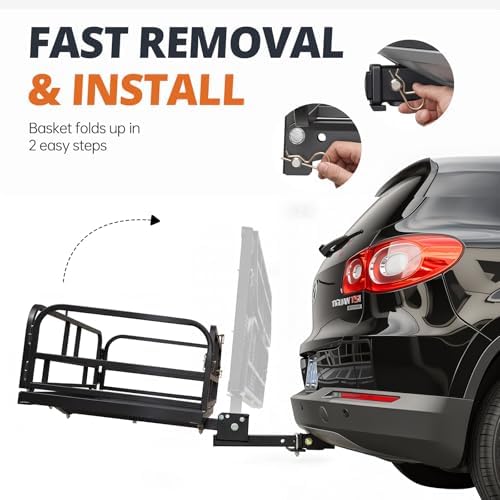 Forluck 60" x 24" x 14" Folding Hitch Mount Cargo Carrier, 500 lbs Capacity - Image 5