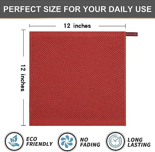 Kitinjoy 100% Cotton Waffle 8-Pack Kitchen Towels, Brick Red - Image 6