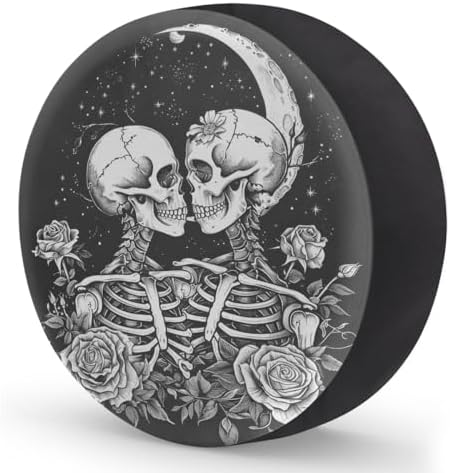 Rv Spare Tire Cover Wheel Halloween Skull Rose Skeletal Tire Covers Wheel - Image 2