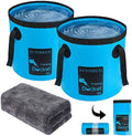 2 Pack Collapsible Bucket 5 Gallon Container Folding Water Bucket Portable Wash by AUTODECO