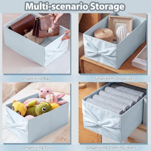 Gerrii 2 Pcs Blue Bow Storage Bins, 18.5" x 11" x 7.87" - Image 6
