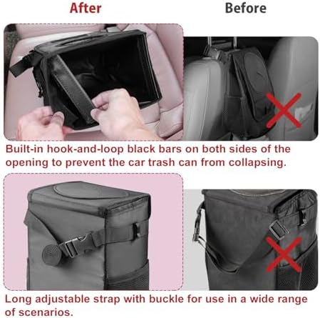 Ryhpez Car Trash Can with Lid, Hanging Trash Bin Car Garbage Can - Image 5