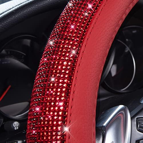 CAR PASS Bling Diamond Leather Steering Wheel Cover, - Image 3