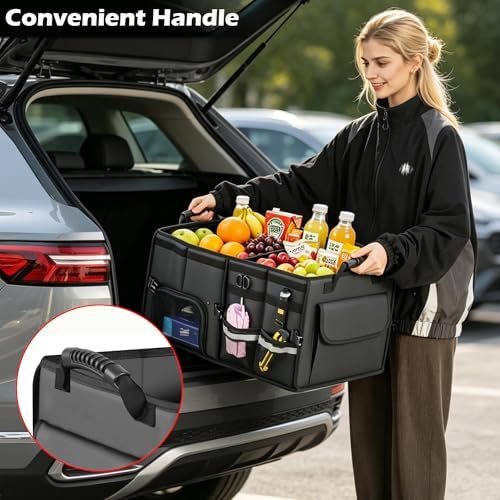 Trunk Organizer Car Organizer Leather Storage Box 2-grid Foldable - Image 4
