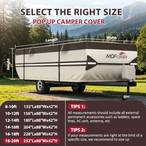 Pop Up Camper Cover, 9 Layers Waterproof 18-20ft RV Cover - Image 6