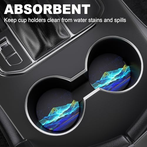 2 Pack Car Cup Holder Coaster, 2.63 inch Anti Slip Insert Absorbent Ceramic Car - Image 2