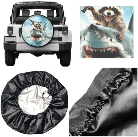 Funny Shark Raccoon Spare Tire Cover - Image 3