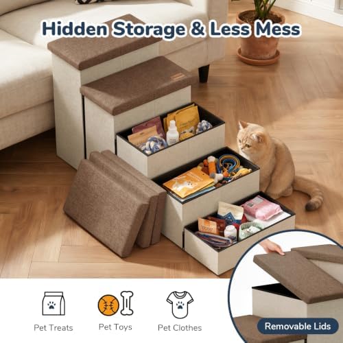 5-Step Wide Dog Stairs with Storage 23" H, Non-Slip Sturdy Pet Steps - Image 5