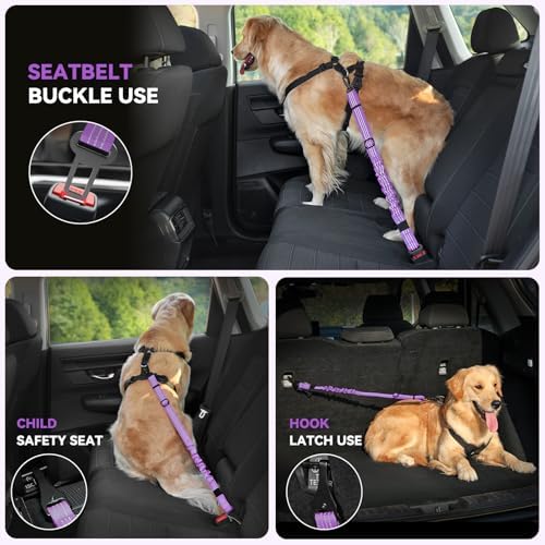 Pawaboo Dog Seatbelt for Car, 3-in-1 Dog Seat Belt Bungee, Shockproof Dogs - Image 4