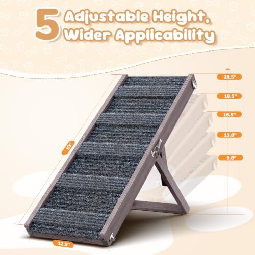 Pawaboo Dog Ramp for Couch Foldable, 5 Ajustable Height from 9.8" to 20.5" - Image 2