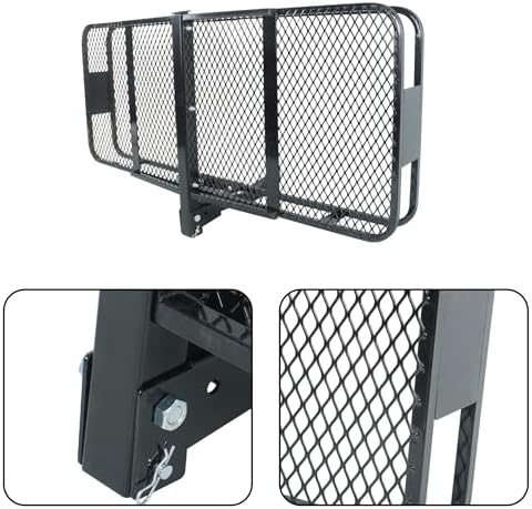 60" x 24" x 6" Black Steel Folding Rear Luggage Rack Basket Hitch Mount Cargo - Image 6