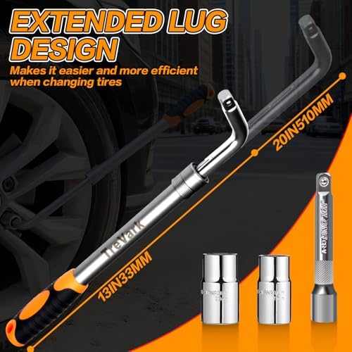 Extendable Lug Wrench Flip Sockets, 4-in-1 Telescoping Tire Tool Set - Image 4