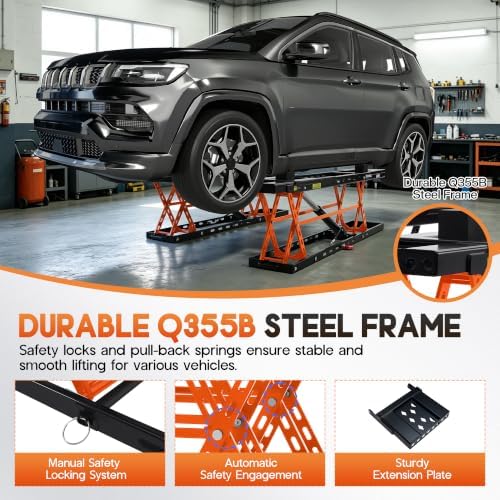 SPECRAFT 8000LBS Orange Portable Hydraulic Car Lift, Home Garage - Image 4