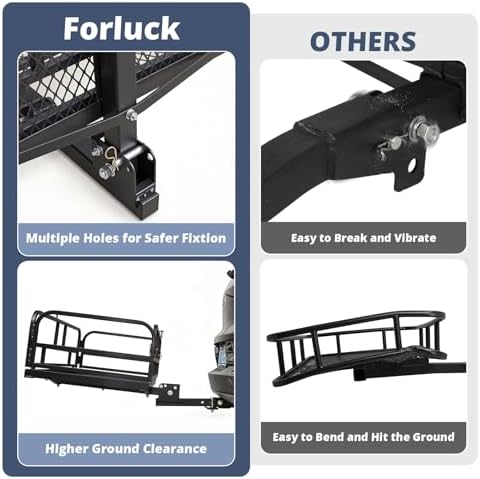 Forluck 60"x24"x14" Folding Hitch Mount Cargo Carrier, 500 lbs Capacity Heavy - Image 3