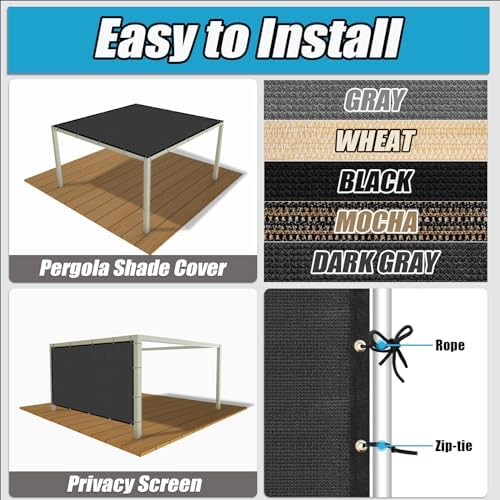 Amagenix 90% Pergola Shade Cover 5'X 23' Dark Gray Sun Shade Cloth - Image 3