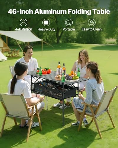 VEVOR Folding Camping Table, Portable Roll Up Side Tables, Lightweight Aluminum - Image 4