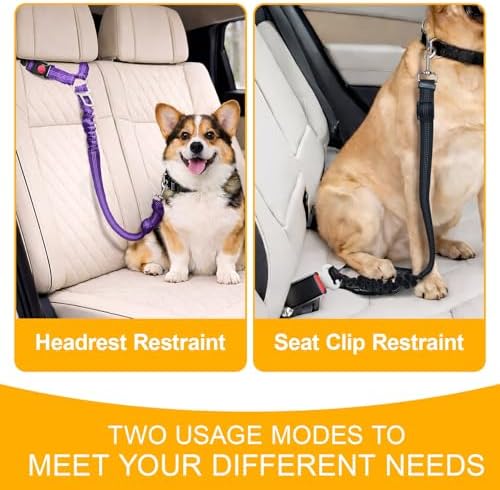 2-Pack Dog Car Seat Belt, 3-in-1 Headrest-Mounted Dog Seatbelt - Image 5
