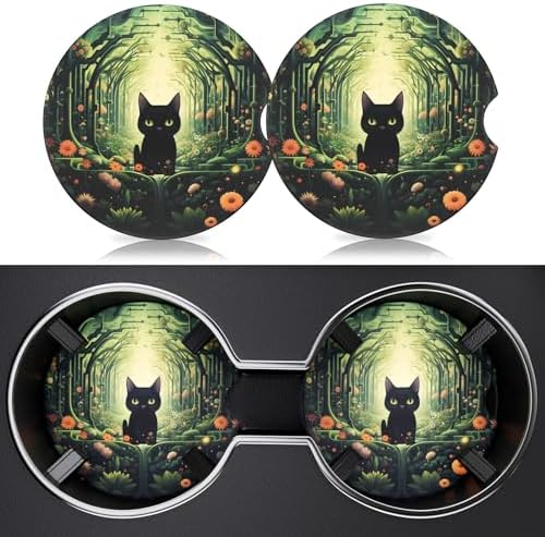 2 Pack Car Cup Holder Coaster, 2.63 inch Anti Slip Insert Absorbent Ceramic Car by Heainaiyoo