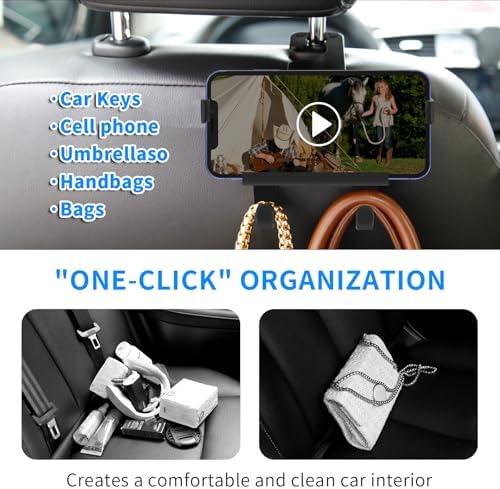 Upgraded Car Headrest Hidden Hook 2 in 1 Car Seat Hooks - Image 2