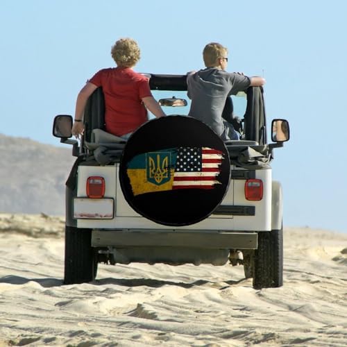 Ukrainians American Flag Tire Covers, Dust-Proof Weatherproof Wheel Covers - Image 6