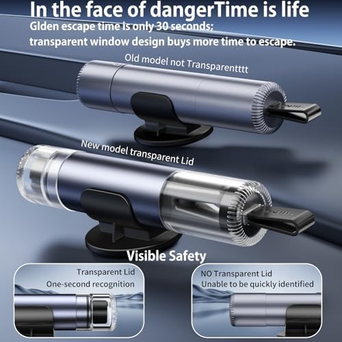 Car Safety Hammer Seatbelt Cutter, 2026 Upgraded Transparent Lid - Image 3