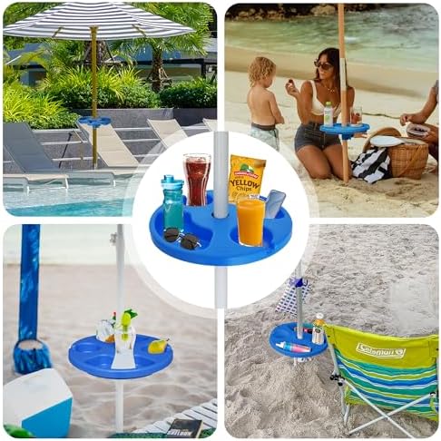 AMMSUN 13" Portable Beach Umbrella Table Tray Blue - Image 6