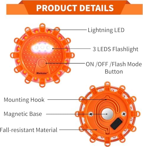 12Pack LED Road Flares, Rechargeable Emergency Safety Kit - Image 2