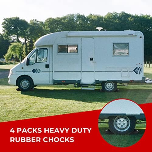 HOXWELL Solid Heavy Duty Rubber Wheel Chocks 4 Packs - Image 7