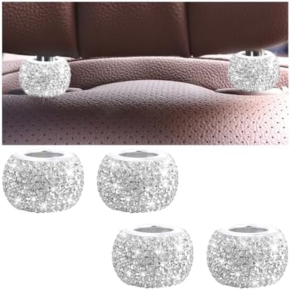 4PCS Bling Car Headrest Collars, Crystal Rhinestone Vehicle Head Rest Collars by KHGUZ