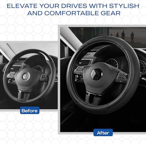 Skechers Steering Wheel Cover Memory Foam, Luxury Leather Steering Wheel Covers - Image 5