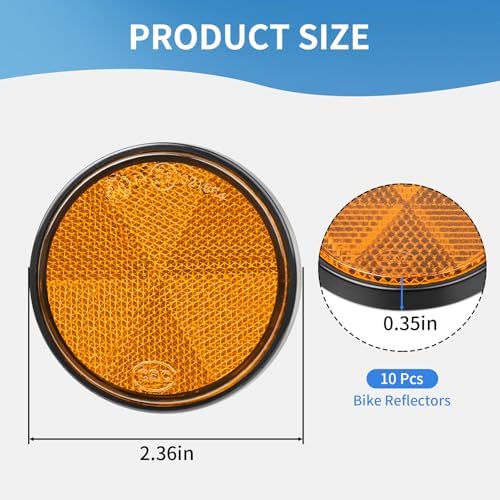 10 Pack 2.36inch Safety Reflectors Yellow Round Self-Adhesive Reflectors - Image 3