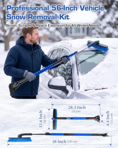 58" Extendable Snow Brush and Ice Scraper - Image 2