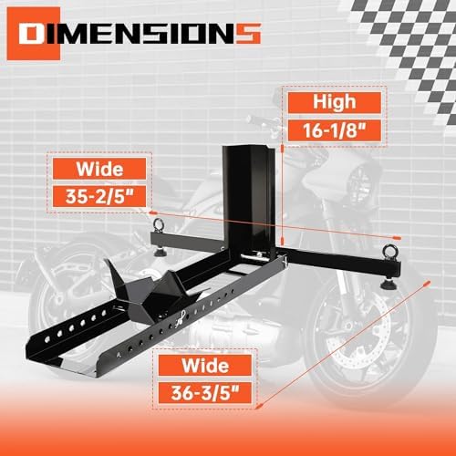 ECOTRIC Adjustable Motorcycle Wheel Chock Stand Upright 1800lb Capacity - Image 2