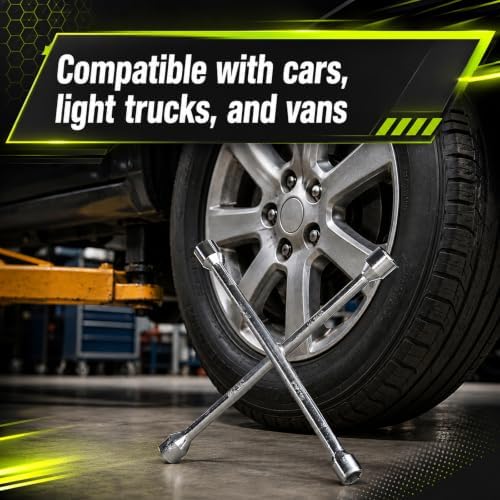 14" Cross 4 Way Lug Wrench for Car, Heavy Duty Tire Lug Nut Wrench - Image 7