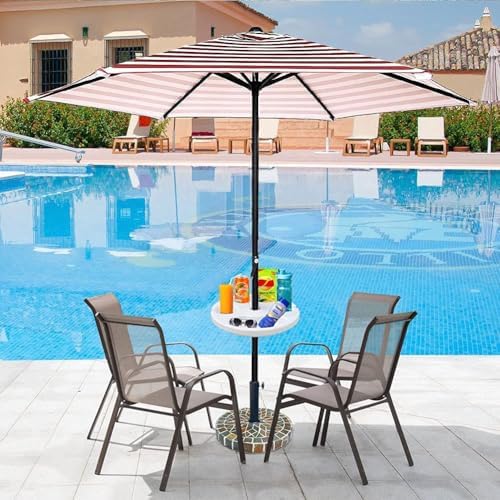 AMMSUN 13" Portable Beach Umbrella Table Tray White - Image 5