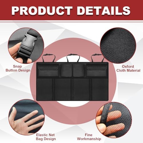 Trunk Organizer with 8 Storage Pockets, Large Capacity Car Storage Bag - Image 3