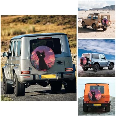 Black Cat Spare Tire Cover Waterproof Wheel Cover 16 Inch Universal Fit - Image 4