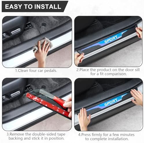 4Pcs Stainless Steel Door Sill Protector, Car Door Sills Threshold Protection - Image 6