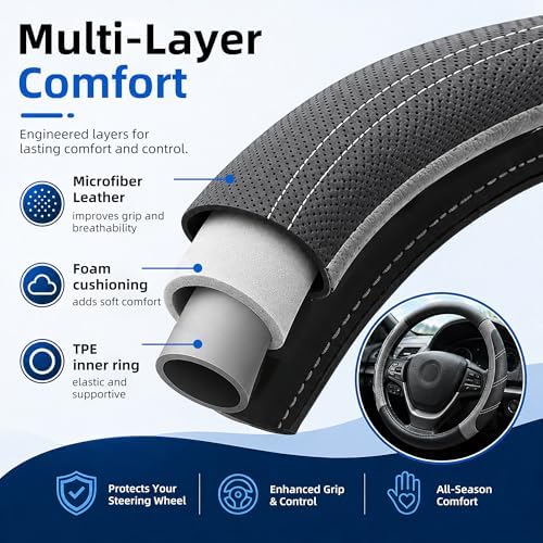 Elantrip Steering Wheel Cover for 14.5" to 15" Wheels, Soft Padded Grip - Image 6