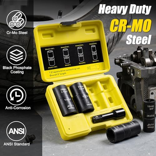 Topec Flip Lug Nut Removal Tool, 5 Piece Wheel Lock Removal Kit, 1/2" Drive Lug - Image 6