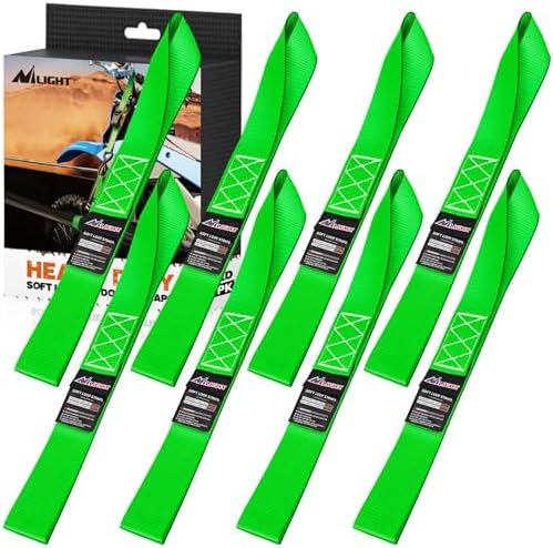 Nilight Soft Loop 1.7"x17" Motorcycle Tie Down Straps 12, 000LBS 8PK Green by Nilight